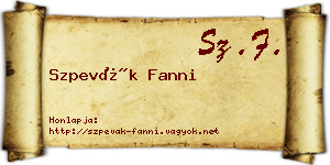 Szpevák Fanni névjegykártya